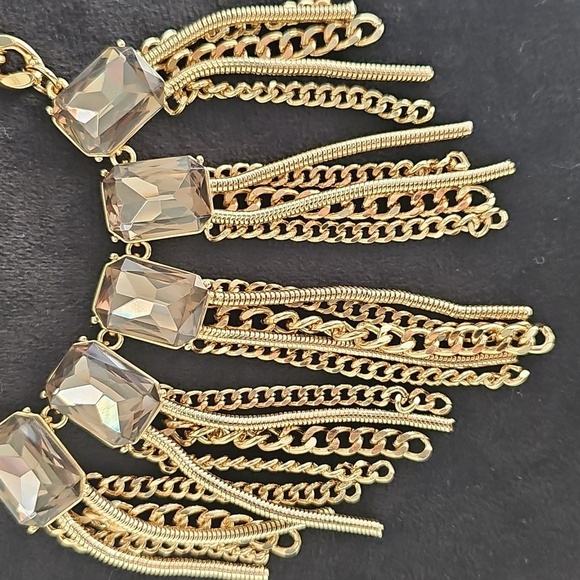 NWT I.N.C. International Concepts Stone & Chain Tassel Statement Necklace 17"+3" - Picture 5 of 8